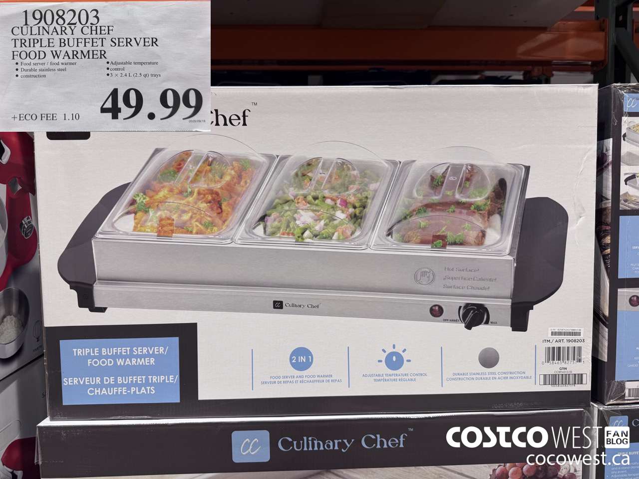 1908203 CULINARY CHEF TRIPLE BUFFET SERVER FOOD WARMER $49.99