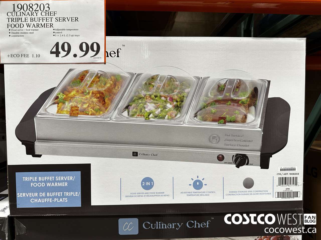 1908203 CULINARY CHEF TRIPLE BUFFET SERVER FOOD WARMER $49.99