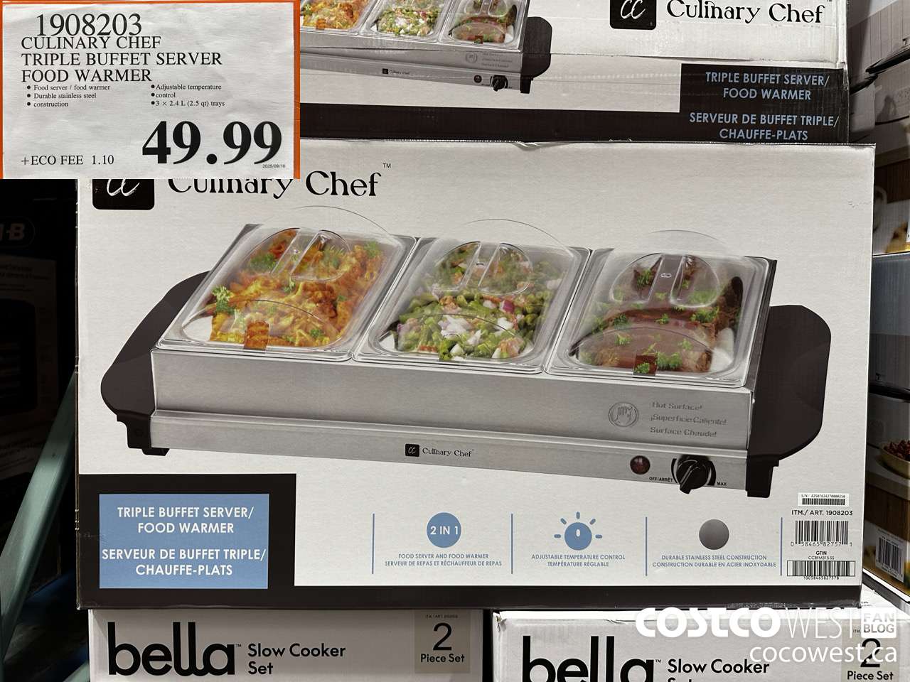 1908203 CULINARY CHEF TRIPLE BUFFET SERVER FOOD WARMER $49.99