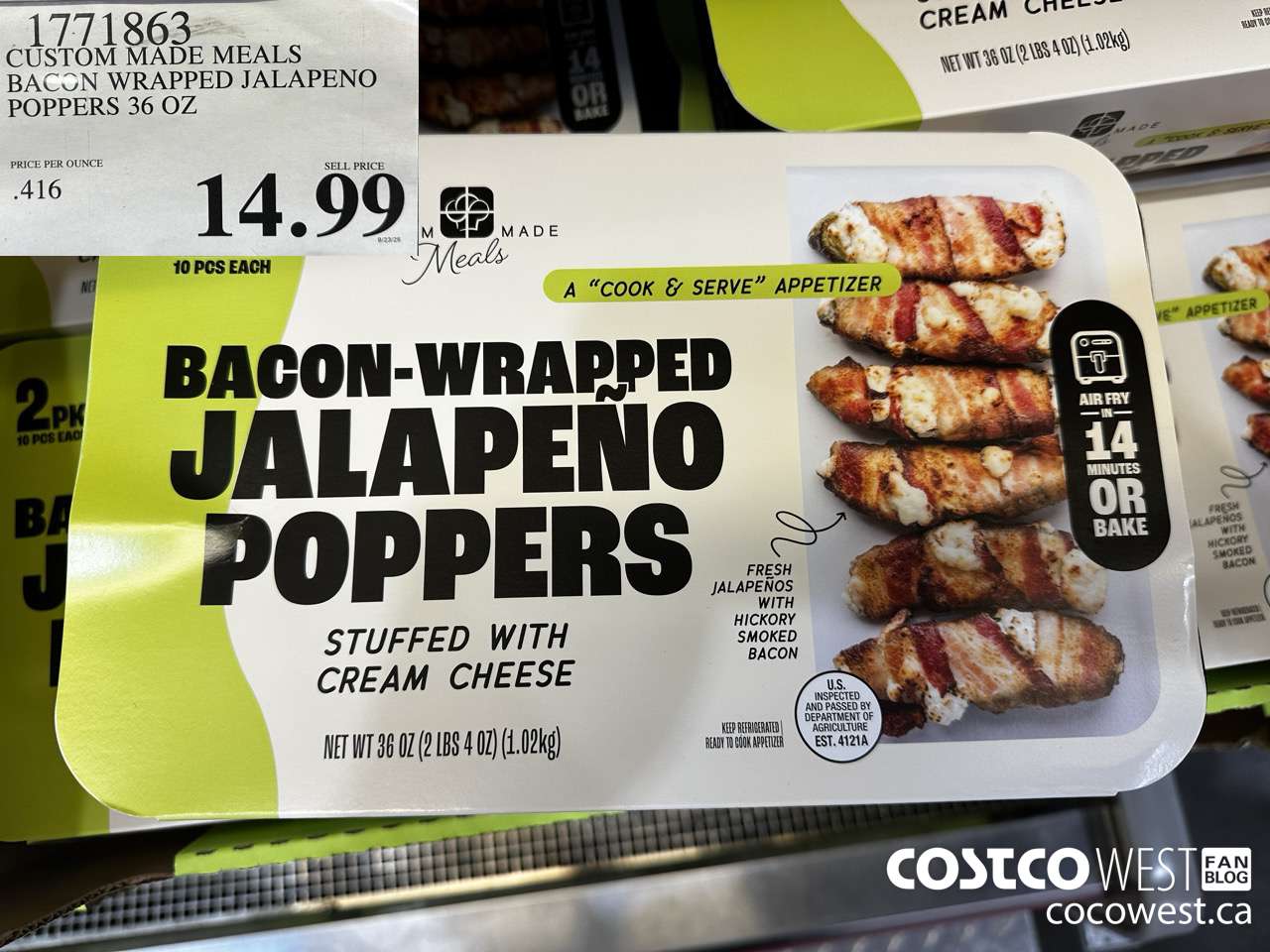 1771863 CUSTOM MADE MEALS BACON WRAPPED JALAPENO POPPERS 36OZ $14.99