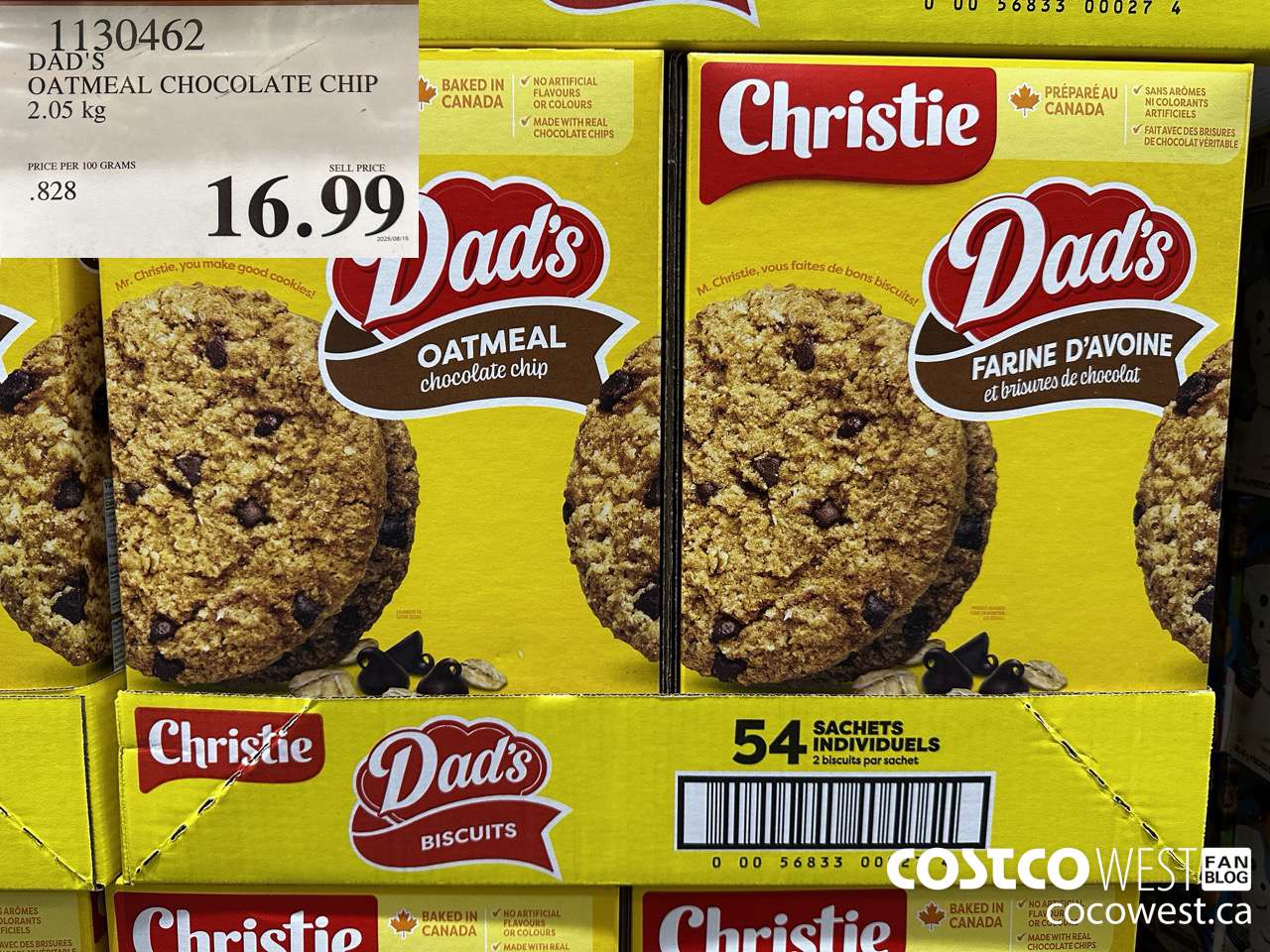1130462 DAD'S OATMEAL CHOCOLATE CHIP 2.05KG $16.99