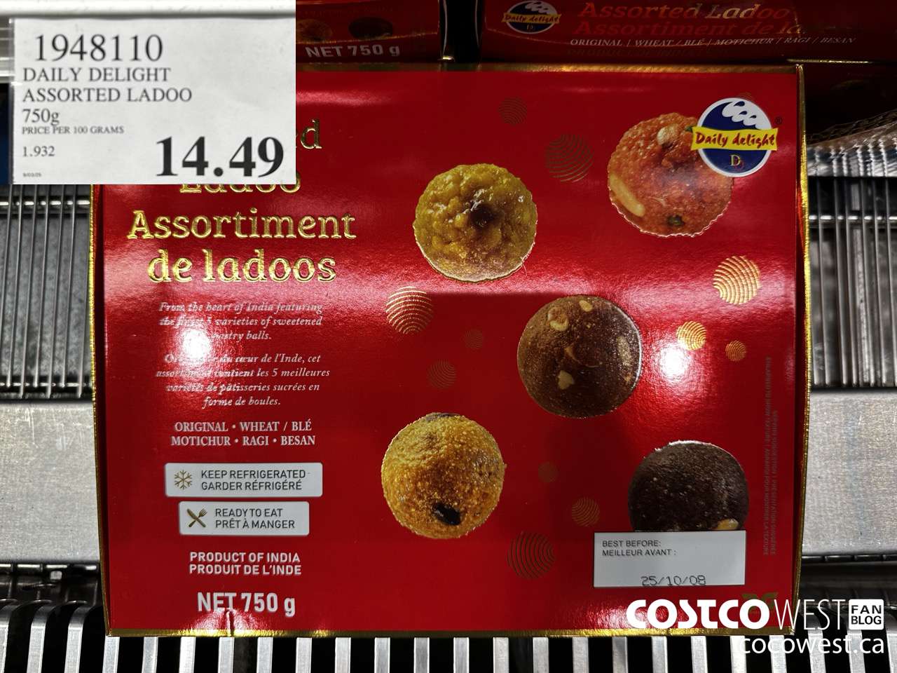 1948110 DAILY DELIGHT ASSORTED LADOO 750G $14.49