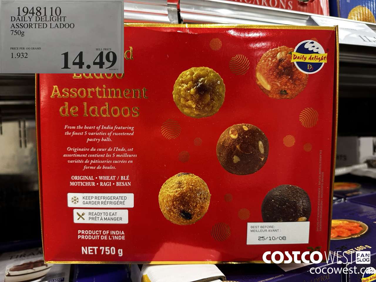 1948110 DAILY DELIGHT ASSORTED LADOO 750G $14.49