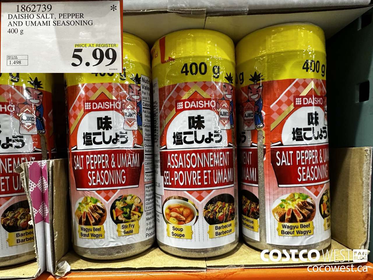 1862739 DAISHO SEASONING SAL & PEPPER UMAMI 400G $5.99