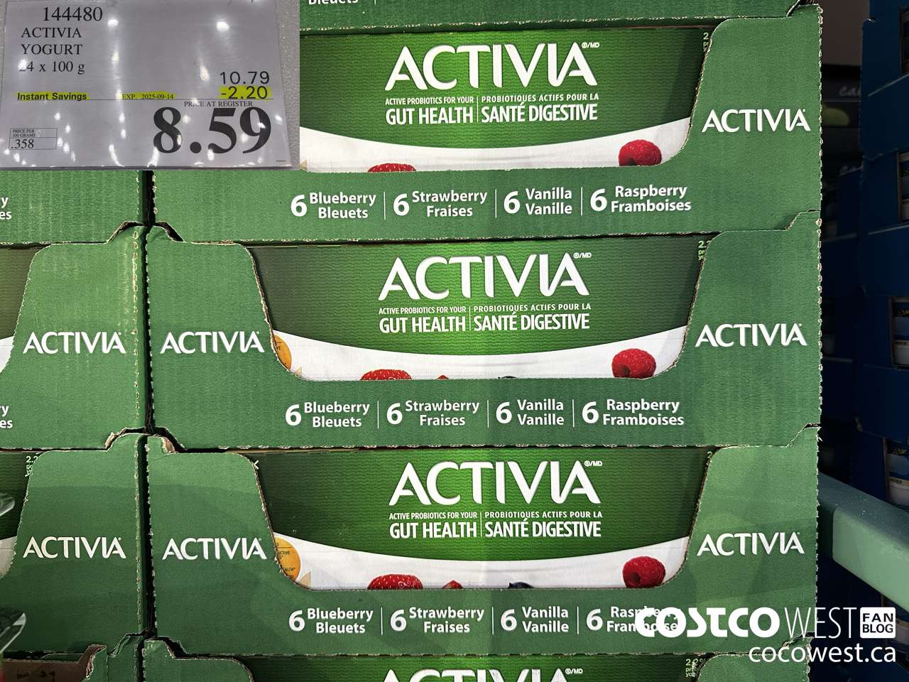 144480 DANONE ACTIVIA YOGURT 24 x 100 g ($2.20 INSTANT SAVINGS EXPIRES ON 2025-09-14) $8.59