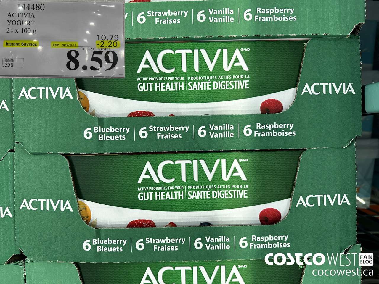 144480 DANONE ACTIVIA YOGURT 24 x 100 g ($2.20 INSTANT SAVINGS EXPIRES ON 2025-09-14) $8.59