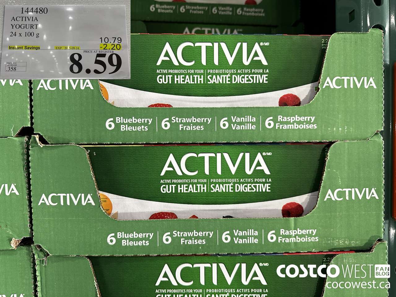 144480 DANONE ACTIVIA YOGURT 24 x 100 g ($2.20 INSTANT SAVINGS EXPIRES ON 2025-09-14) $8.59