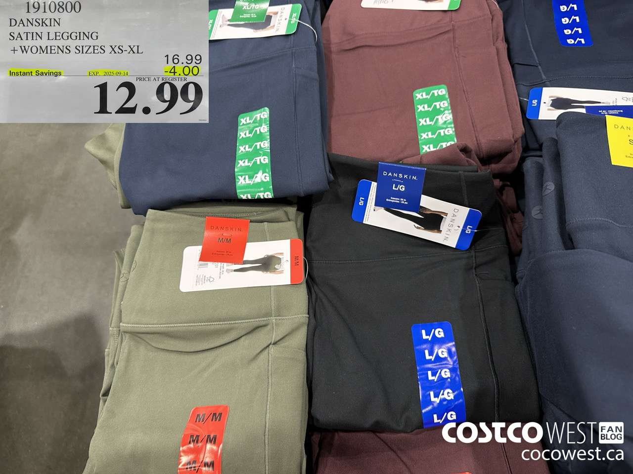 1910800 DANSKIN SATIN LEGGING WOMENS SIZES XS-XL ($4.00 INSTANT SAVINGS EXPIRES ON 2025-09-14) $12.99