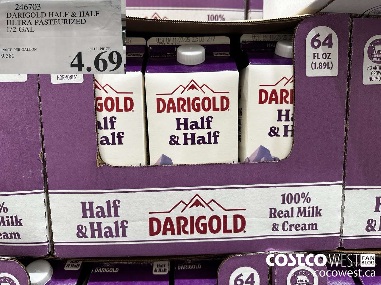 246703 DARIGOLD HALF & HALF ULTRA PASTEURIZED 1/2 GAL $4.69