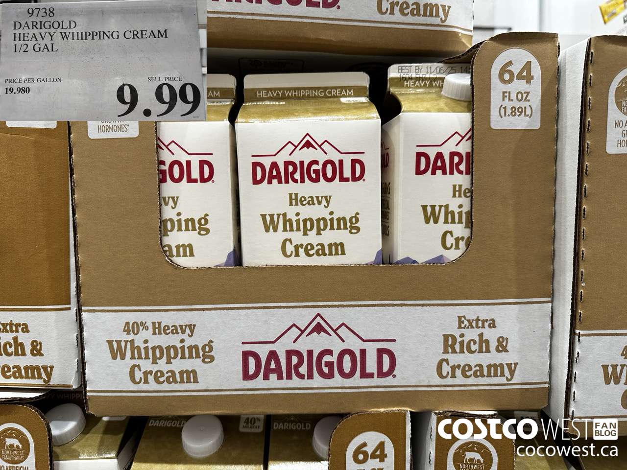 9738 DARIGOLD HEAVY WHIPPING CREAM 1/2 GAL  $9.99