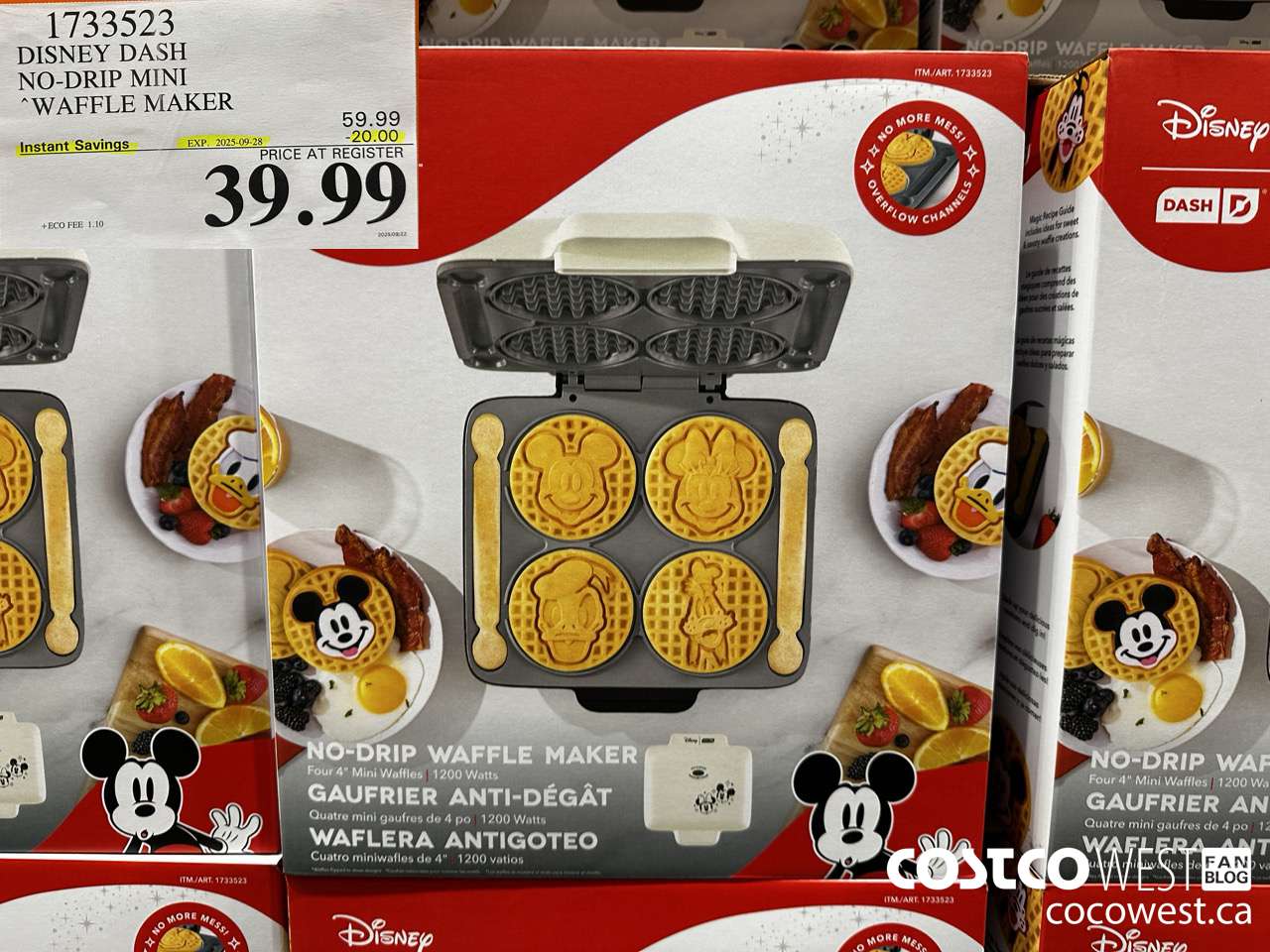 1733523 DASH DISNEY NO-DRIP WAFFLE MAKER 1200 WATTS ($20.00 INSTANT SAVINGS EXPIRES ON 2025-09-28) $39.99