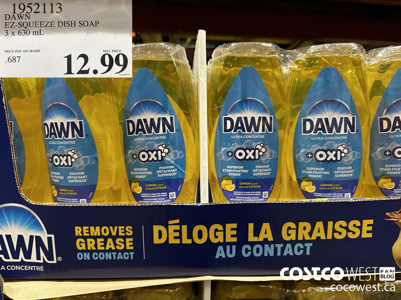 1952113 DAWN EZ-SQUEEZE DISH SOAP 3 X 630ML $12.99