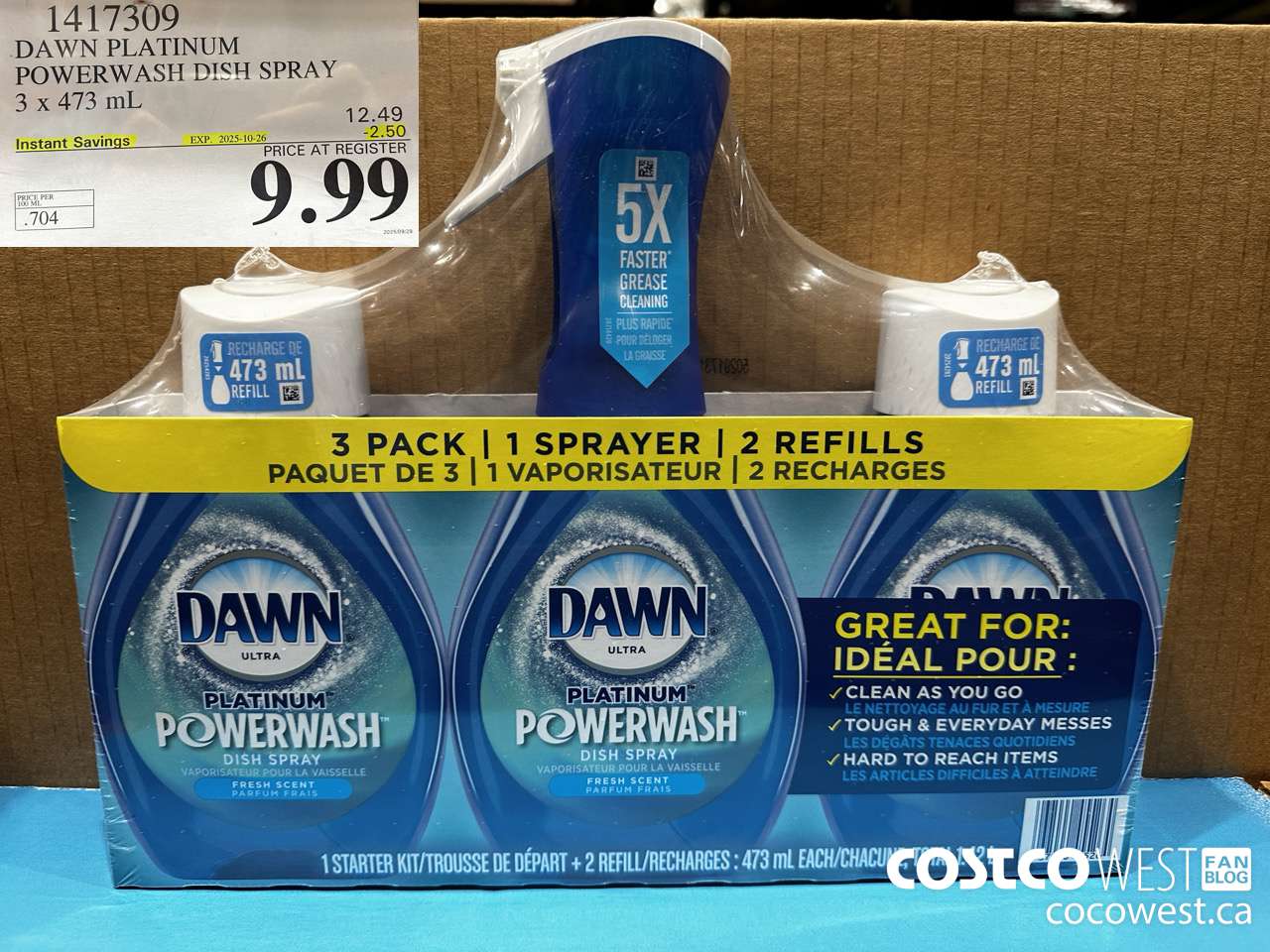 1417309 DAWN POWERWASH DISHWASHING DETERGENT 3 x 473 mL ($2.50 INSTANT SAVINGS EXPIRES ON 2025-10-26) $9.99