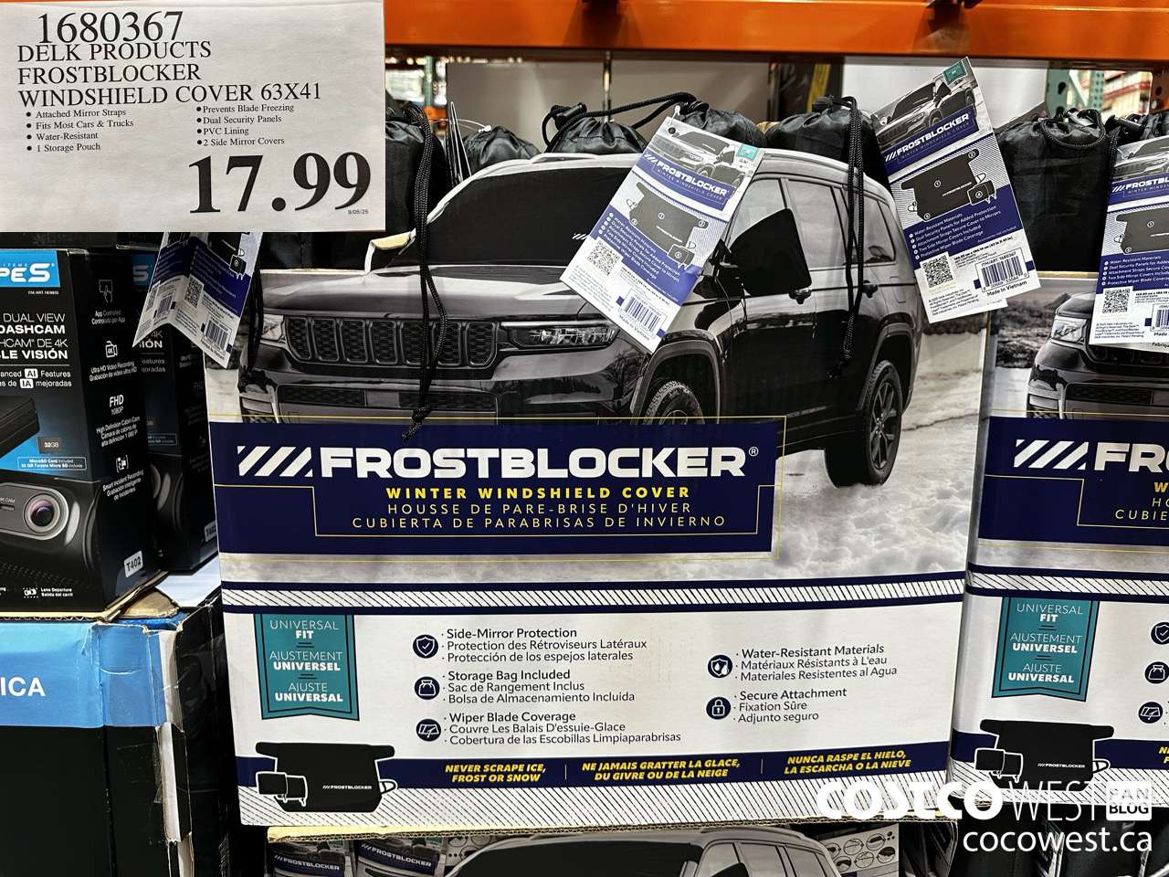 1680367 DELK PRODUCTS FROSTBLOCKER WINDSHIELD COVER 63X41 $17.99