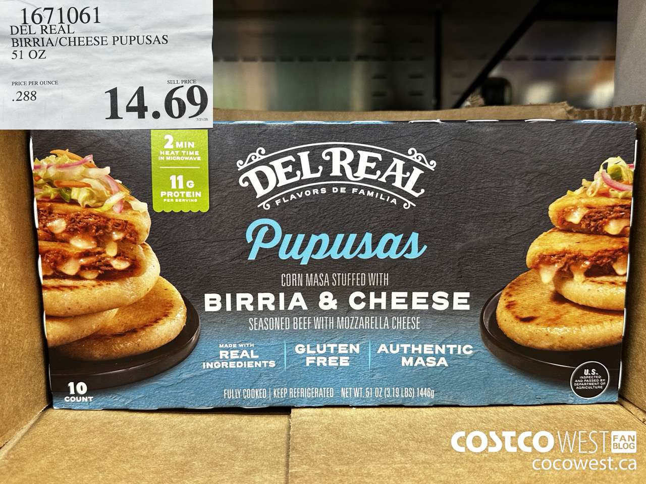 1671061 DEL REAL BIRRIA/CHEESE PUPUSAS 51 OZ $14.69