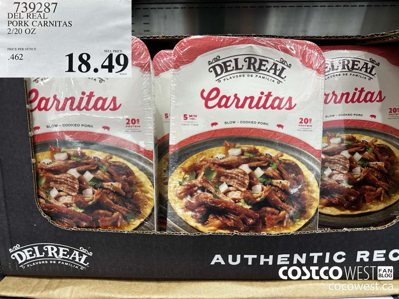 739287 DEL REAL PORK CARNITAS 2/20 OZ $18.49