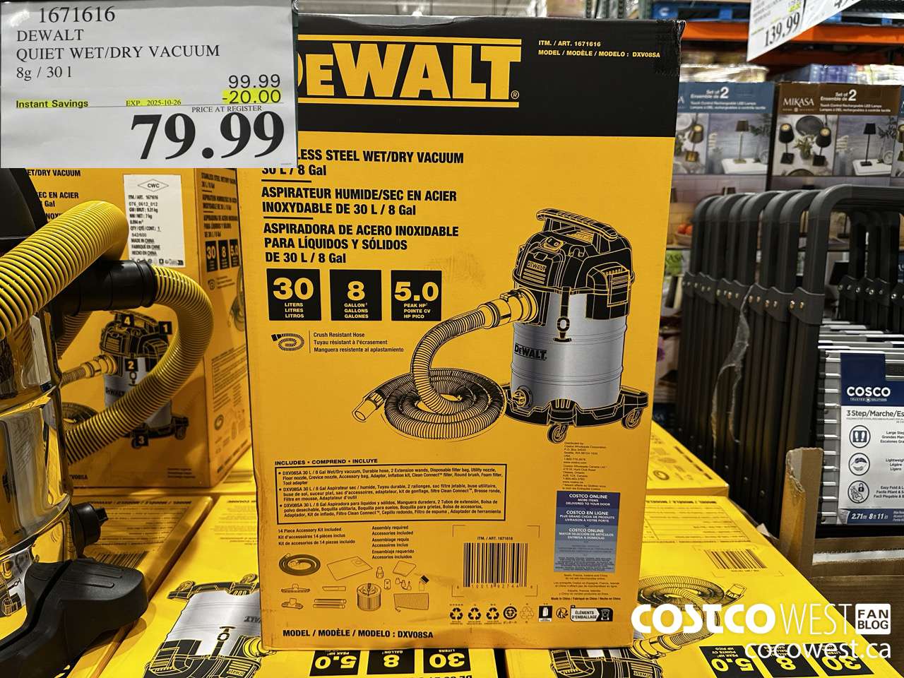 1671616 DEWALT 8 GALLON WET/DRY VAC ($20.00 INSTANT SAVINGS EXPIRES ON 2025-10-26) $79.99