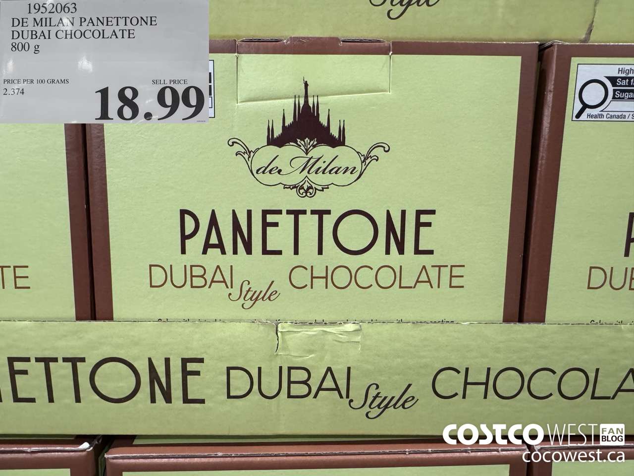 1952063 DE MILAN PANETTONE DUBAI CHOCOLATE 800G $18.99