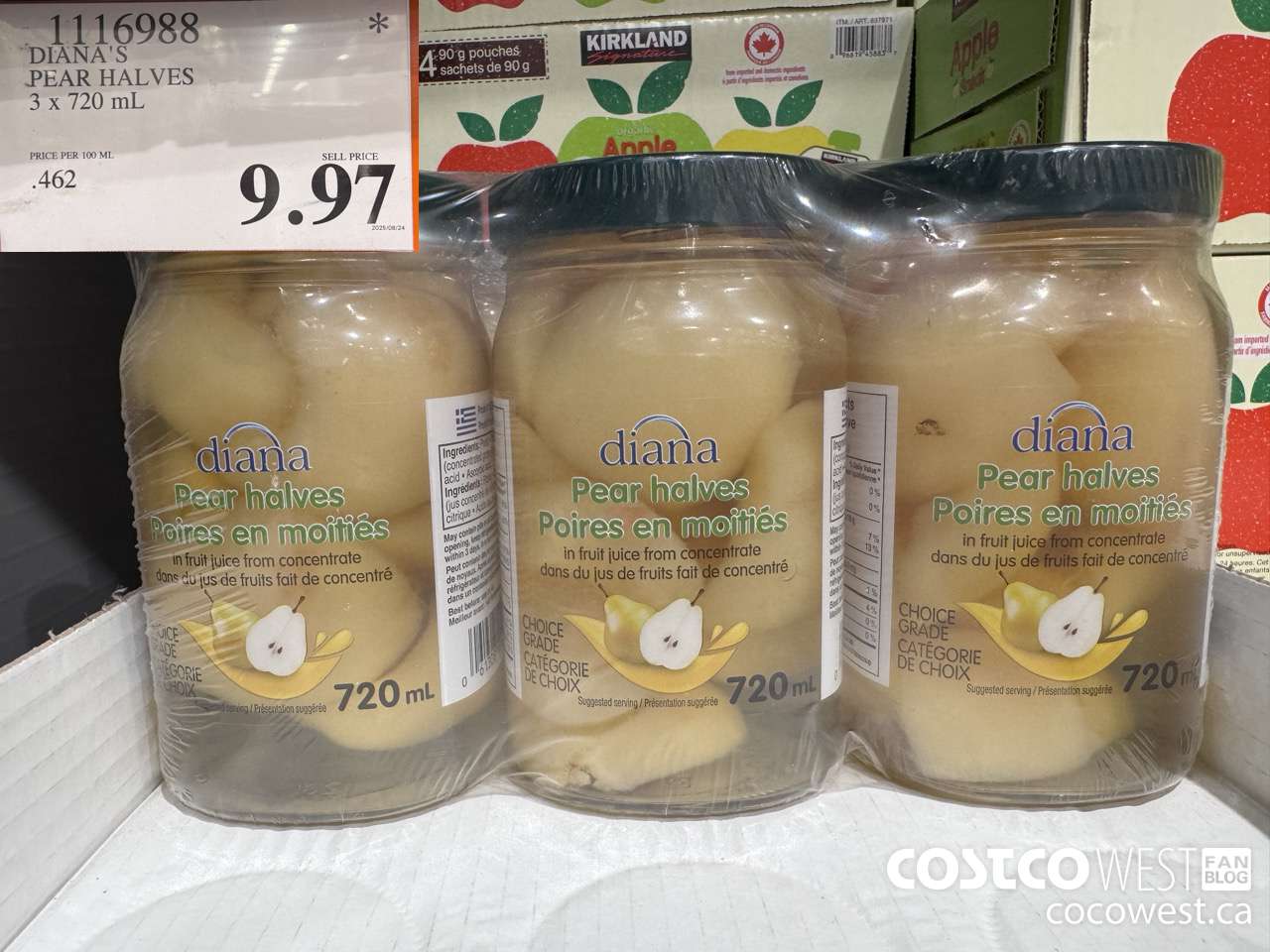 1116988 DIANA'S PEAR HALVES 3 X 720ML $9.97