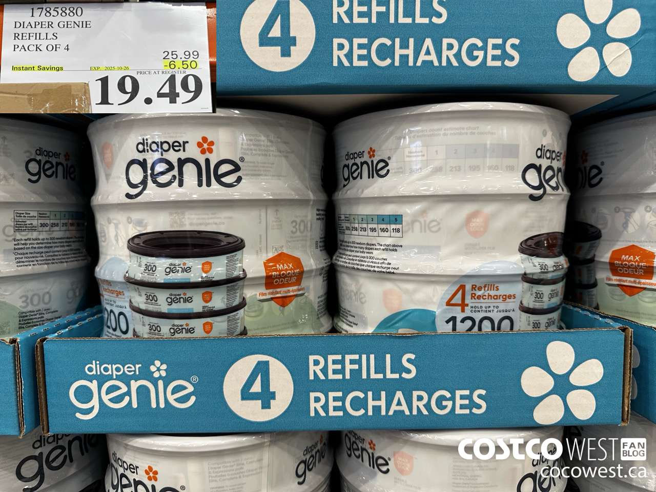 1785880 DIAPER GENIE REFILLS PACK OF 4 ($6.50 INSTANT SAVINGS EXPIRES ON 2025-10-26) $19.49