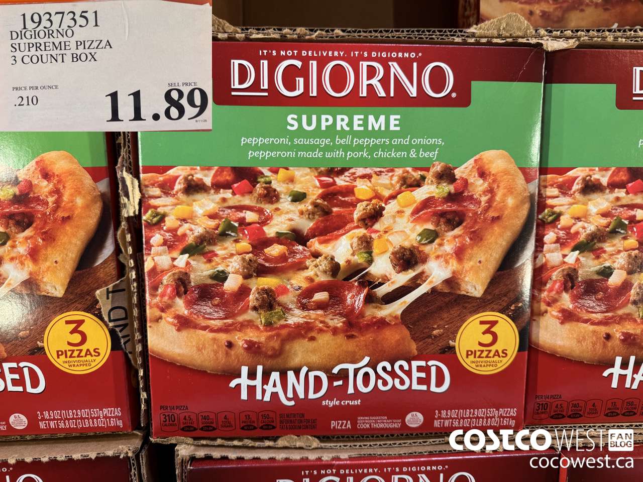 1937351 DIGIORNO SUPREME PIZZA 3 COUNT BOX $11.89