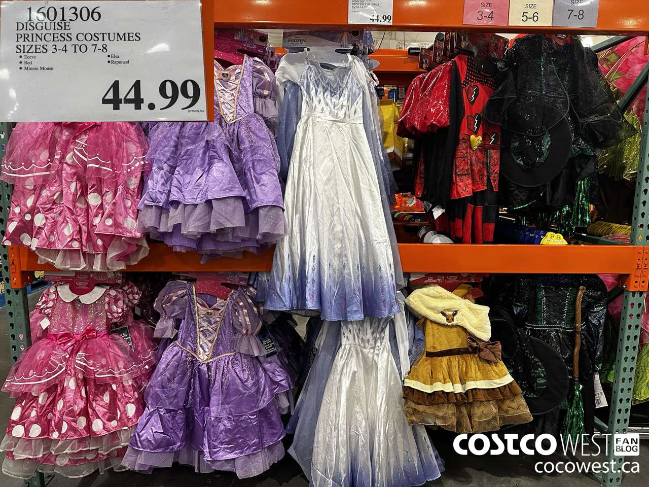 1601306 DISGUISE DISNEY LICENSED COSTUMES SIZES 3/4 TO 7/8 $44.99