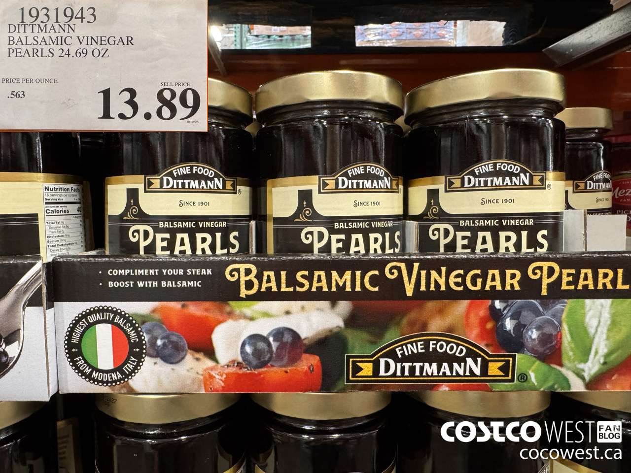 1931943 DITTMANN BALSAMIC VINEGAR PEARLS 24.69OZ $13.89