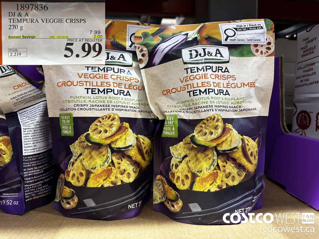 1897836 DJ & A TEMPURA VEGGIE CRISPS 270G ($2.00 INSTANT SAVINGS EXPIRES ON 2025-09-08) $5.99