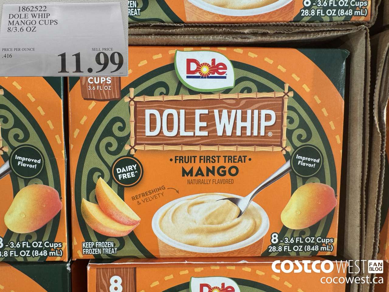 1862522 DOLE WHIP MANGO CUPS 8/3.6 OZ $11.99