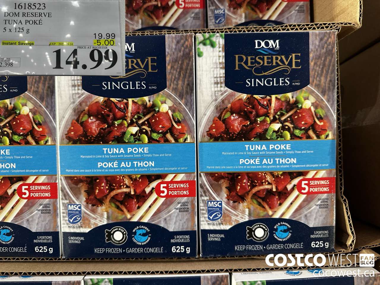 1618523 DOM RESERVE TUNA POKE 5 X 125 G ($5.00 INSTANT SAVINGS EXPIRES ON 2025-09-14) $14.99