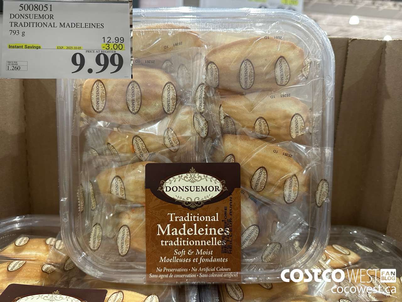 5008051 DONSUEMOR TRADITIONAL MADELEINES 794 g ($3.00 INSTANT SAVINGS EXPIRES ON 2025-10-05) $9.99