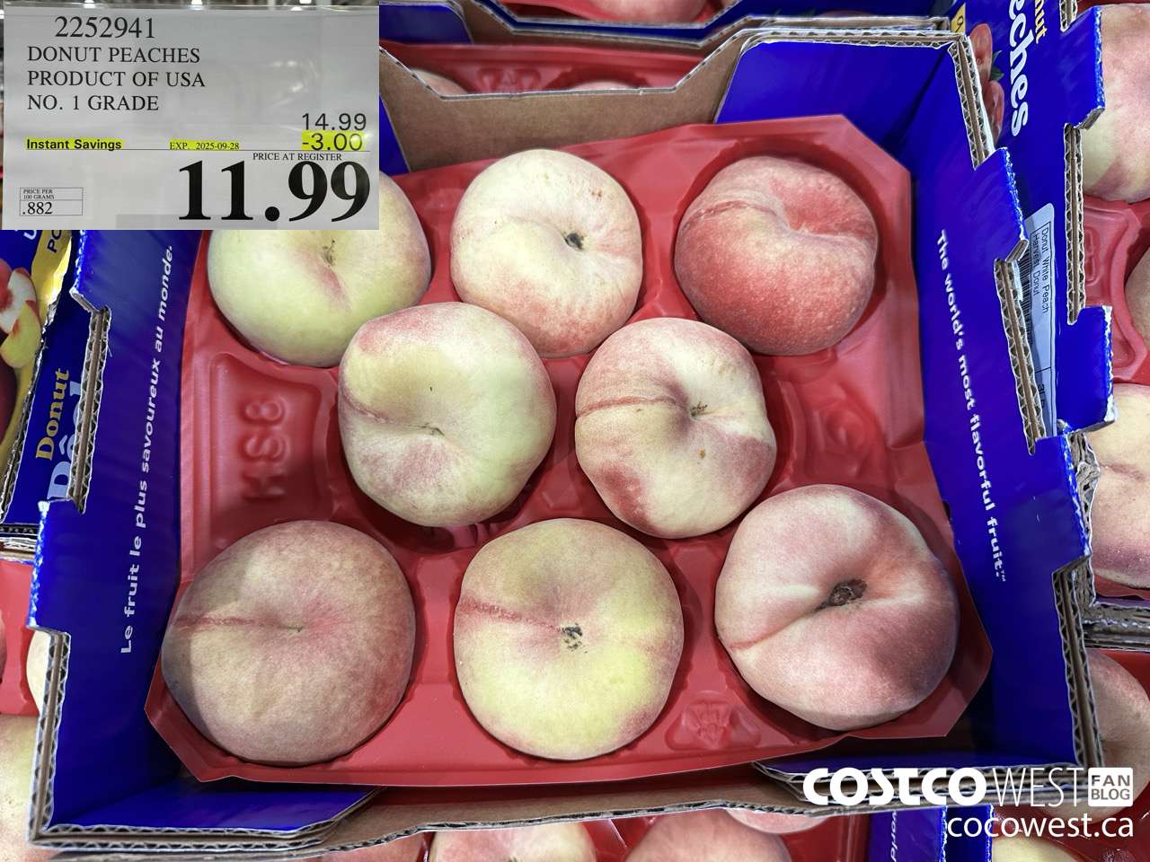 2252941 DONUT PEACHES PRODUCT OF USA NO. 1 GRADE ($3.00 INSTANT SAVINGS EXPIRES ON 2025-09-28) $11.99