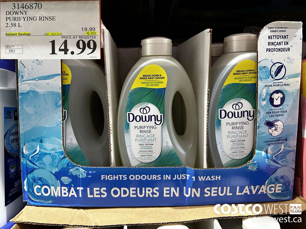 3146870 DOWNY PURIFYING RINSE 2.58L ($5.00 INSTANT SAVINGS EXPIRES ON 2025-10-26) $14.99