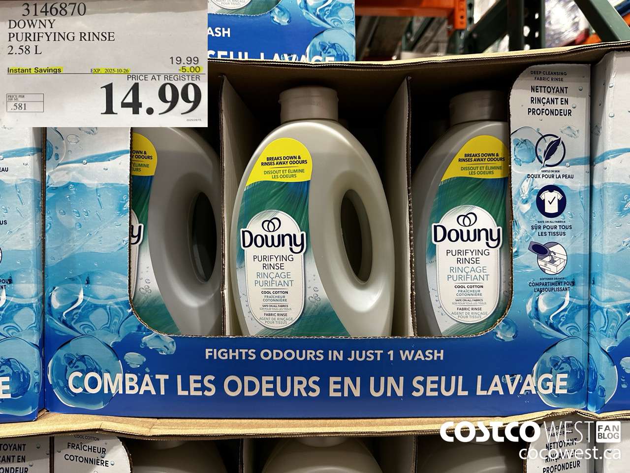 3146870 DOWNY PURIFYING RINSE 2.58L ($5.00 INSTANT SAVINGS EXPIRES ON 2025-10-26) $14.99