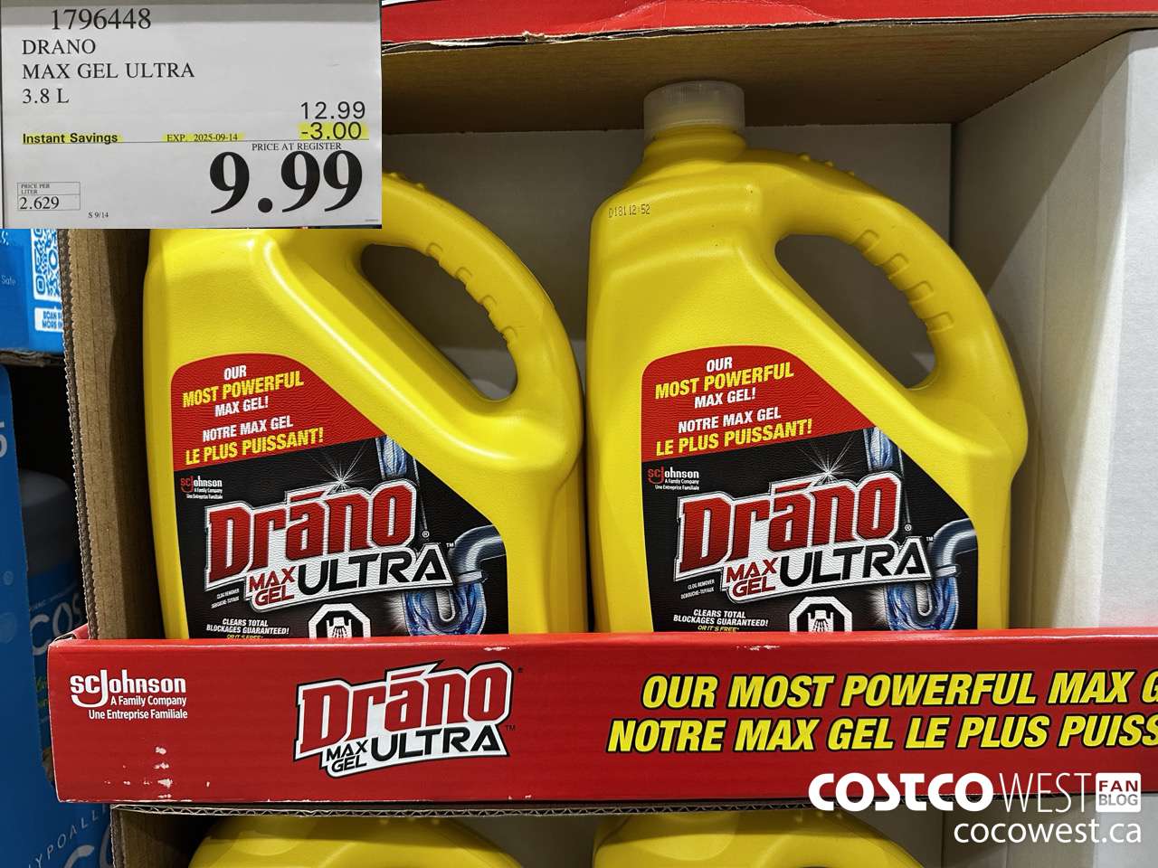 1796448 DRANO MAX GEL ULTRA 3.8L ($3.00 INSTANT SAVINGS EXPIRES ON 2025-09-14) $9.99