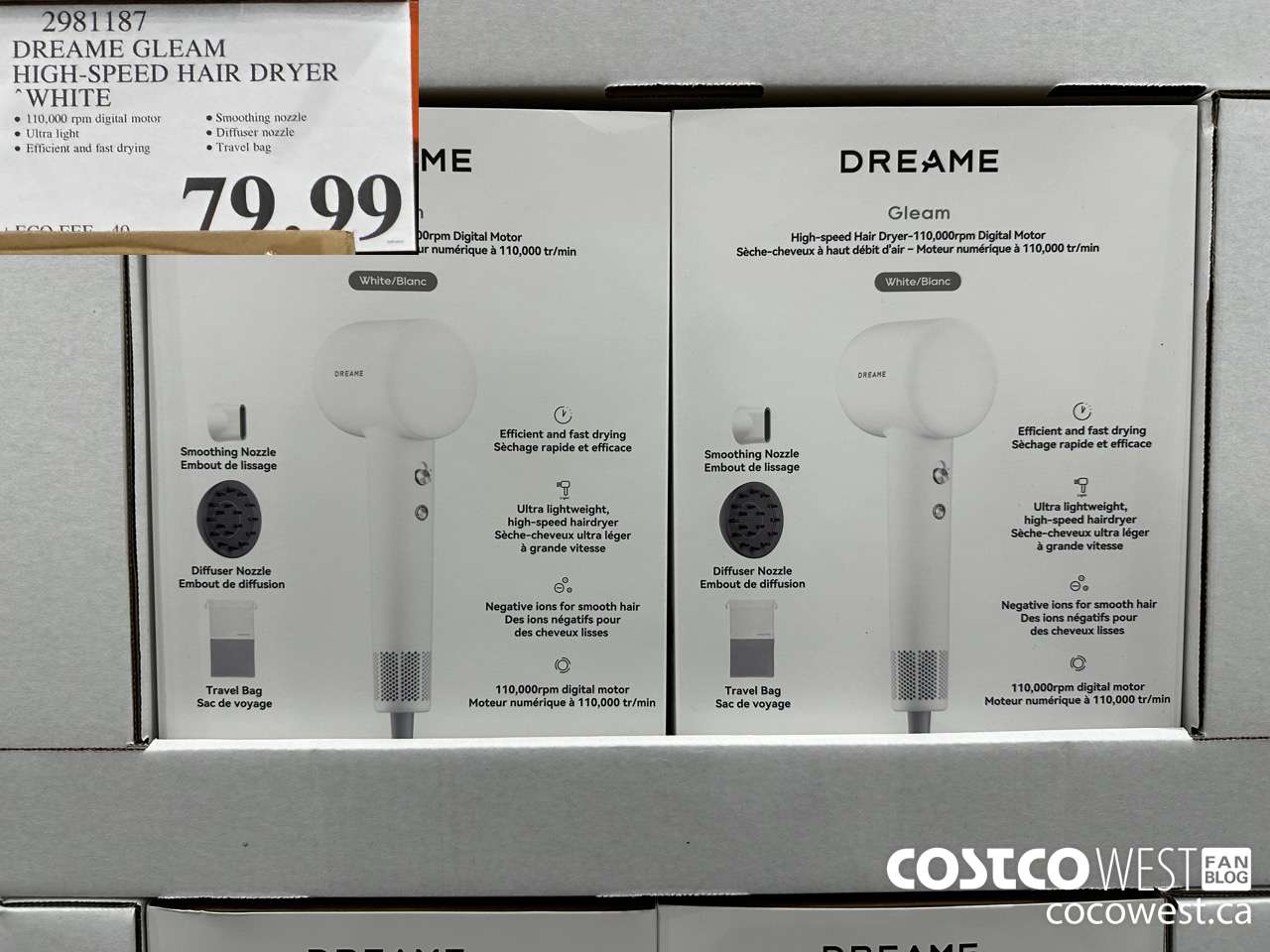 2981187 DREAME GLEAM HIGH-SPEED HAIR DRYER WHITE $79.99