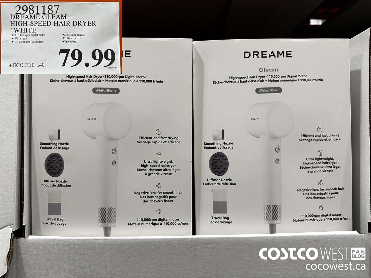 2981187 DREAME GLEAM HIGH-SPEED HAIR DRYER WHITE $79.99