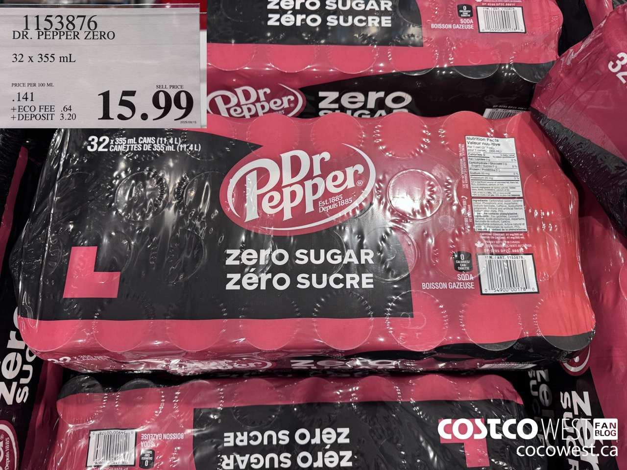 1153876 DR. PEPPER ZERO 32 X 355ML $15.99