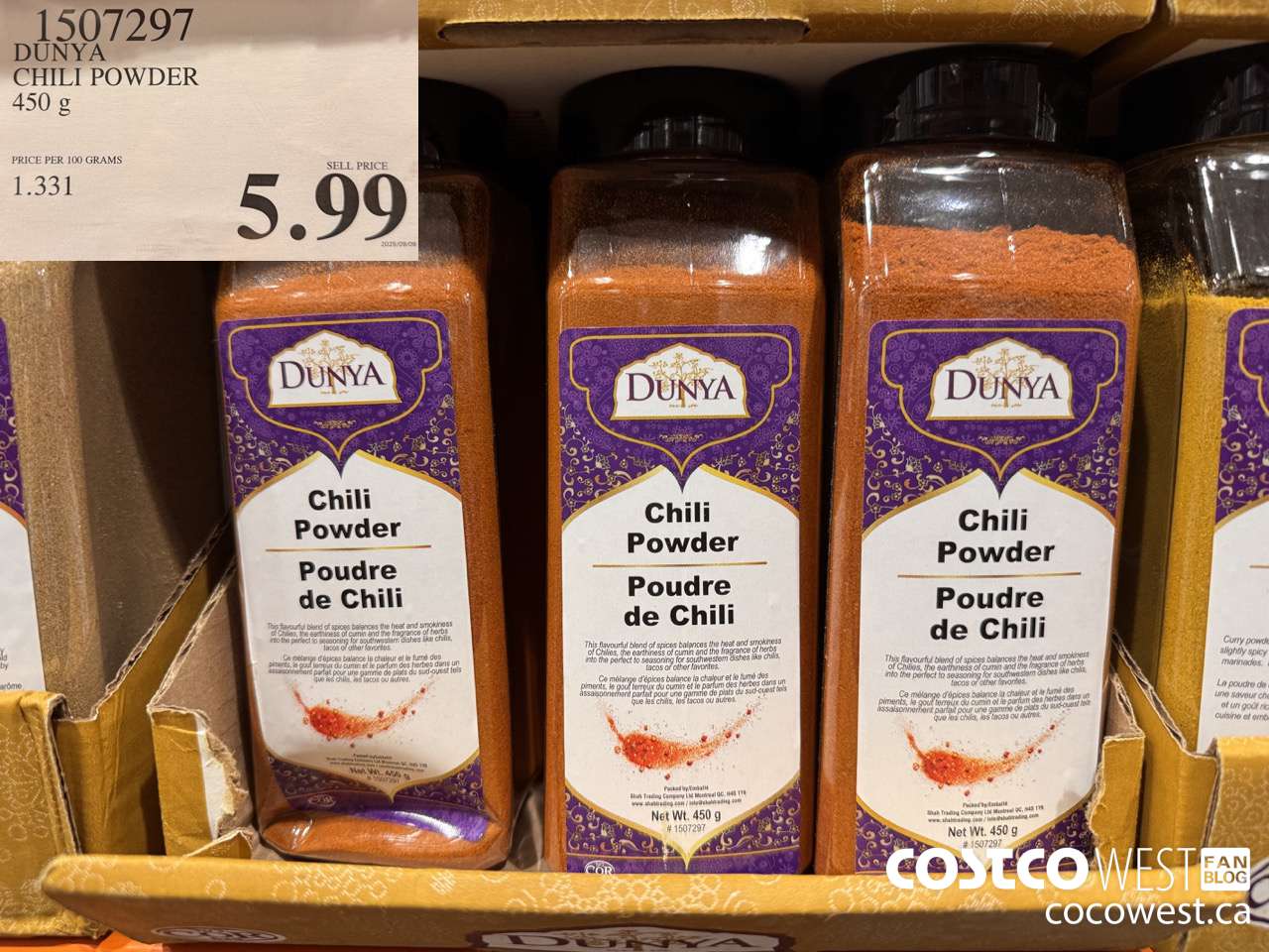 1507297 DUNYA CHILI POWDER 450G $5.99