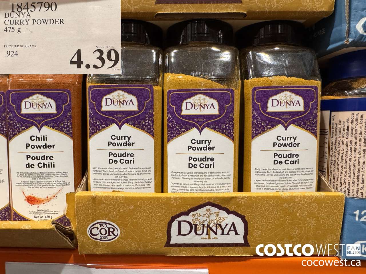 1845790 DUNYA CURRY POWDER 475G $4.39