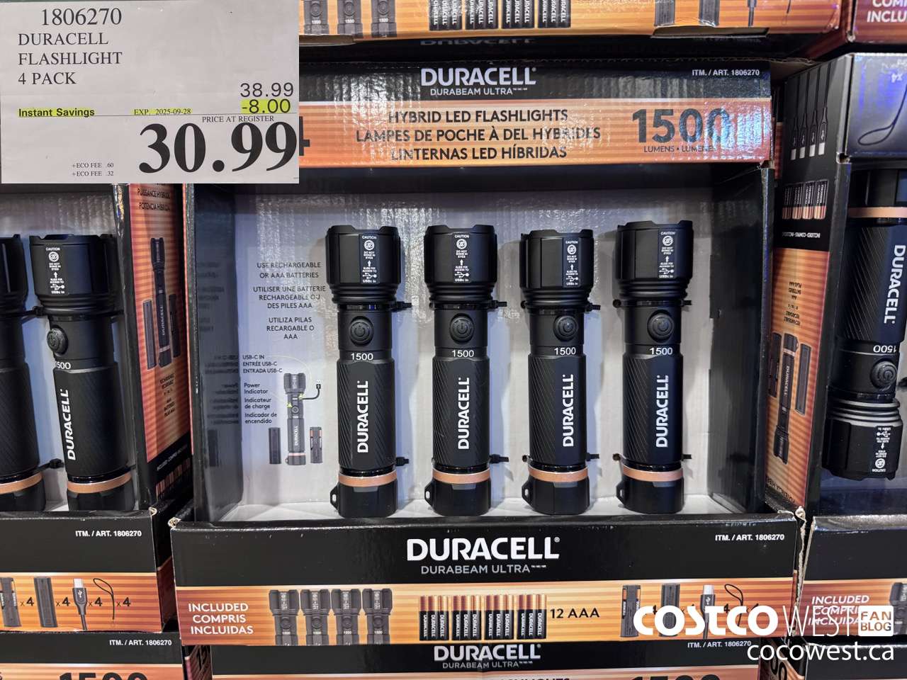 1806270 DURACELL FLASHLIGHT 4 PACK ($8.00 INSTANT SAVINGS EXPIRES ON 2025-09-28) $30.99