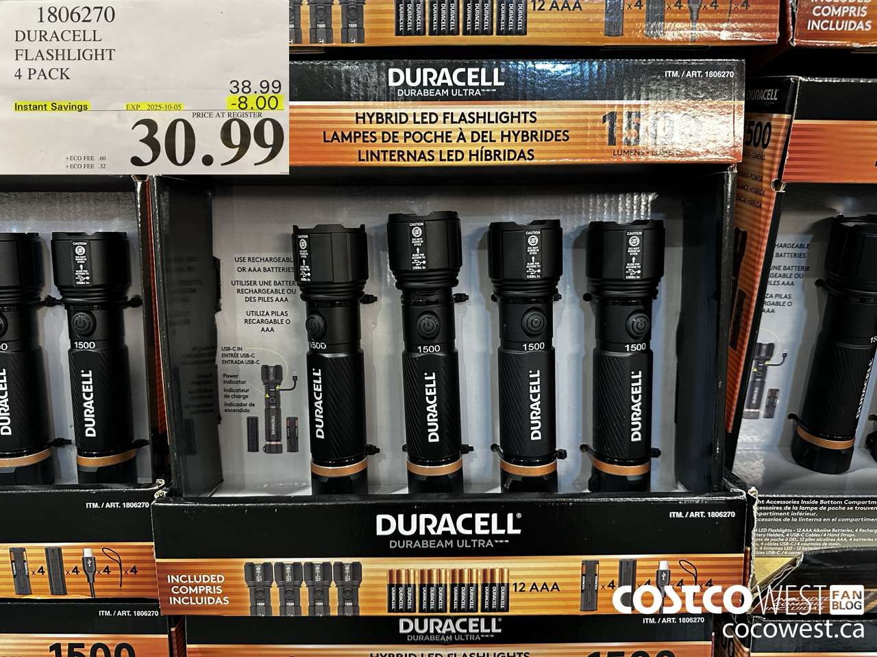 1806270 DURACELL FLASHLIGHT 4 PACK ($8.00 INSTANT SAVINGS EXPIRES ON 2025-10-05) $30.99