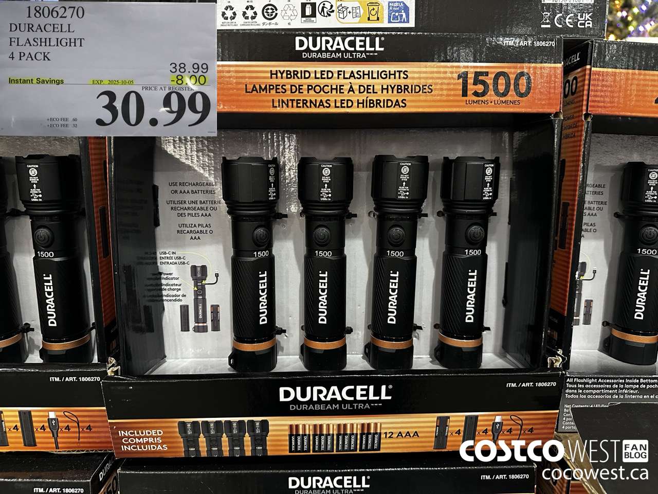 1806270 DURACELL FLASHLIGHT 4 PACK ($8.00 INSTANT SAVINGS EXPIRES ON 2025-10-05) $30.99