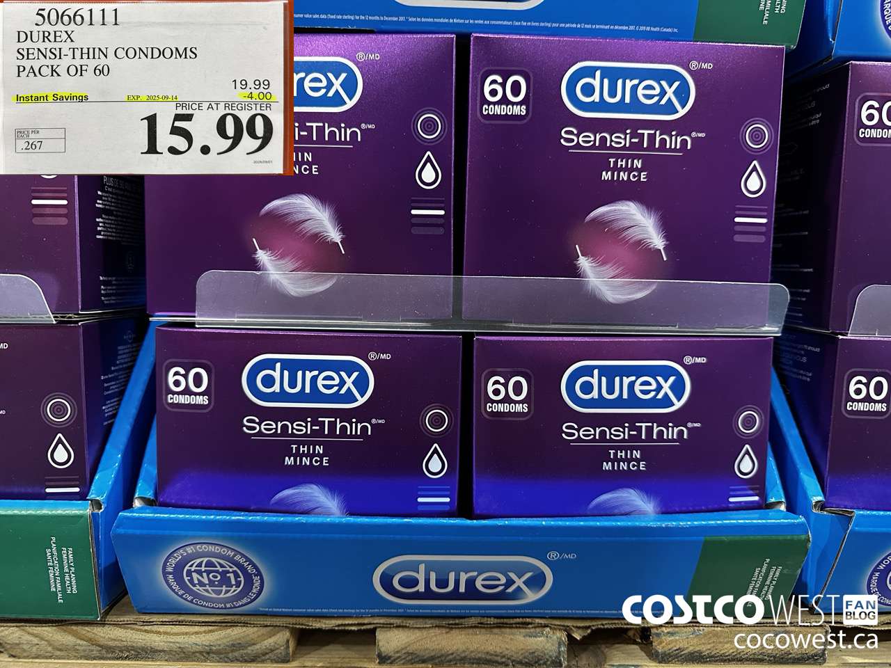 5066111 DUREX SENSI-THIN CONDOMS BOX OF 60 ($4.00 INSTANT SAVINGS EXPIRES ON 2025-09-14) $15.99