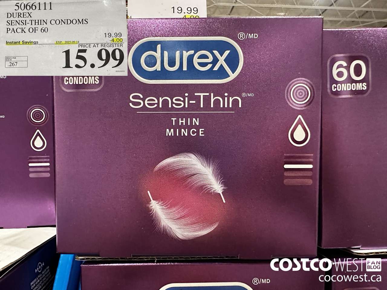 5066111 DUREX SENSI-THIN CONDOMS BOX OF 60 ($4.00 INSTANT SAVINGS EXPIRES ON 2025-09-14) $15.99