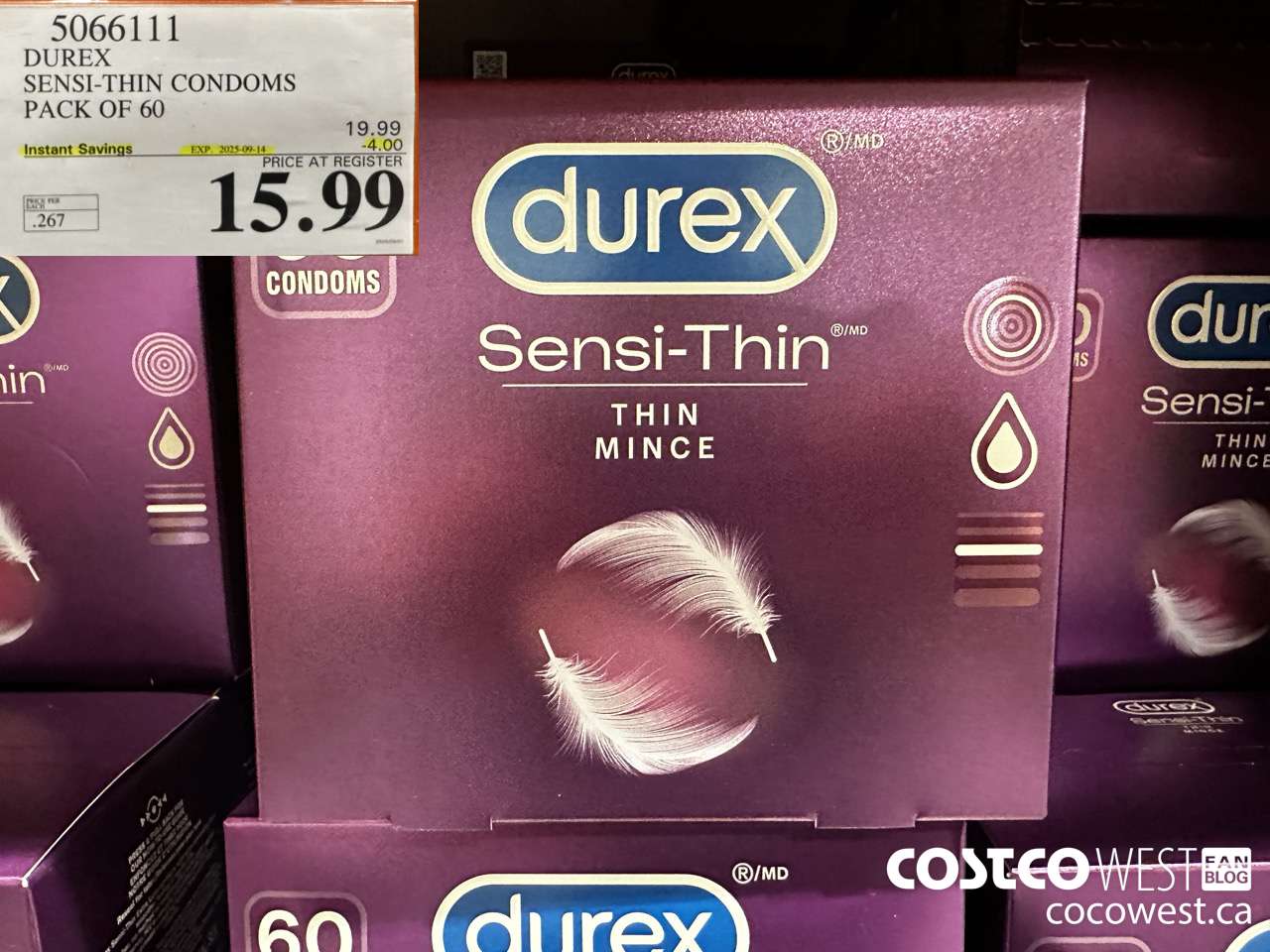 5066111 DUREX SENSI-THIN CONDOMS BOX OF 60 ($4.00 INSTANT SAVINGS EXPIRES ON 2025-09-14) $15.99