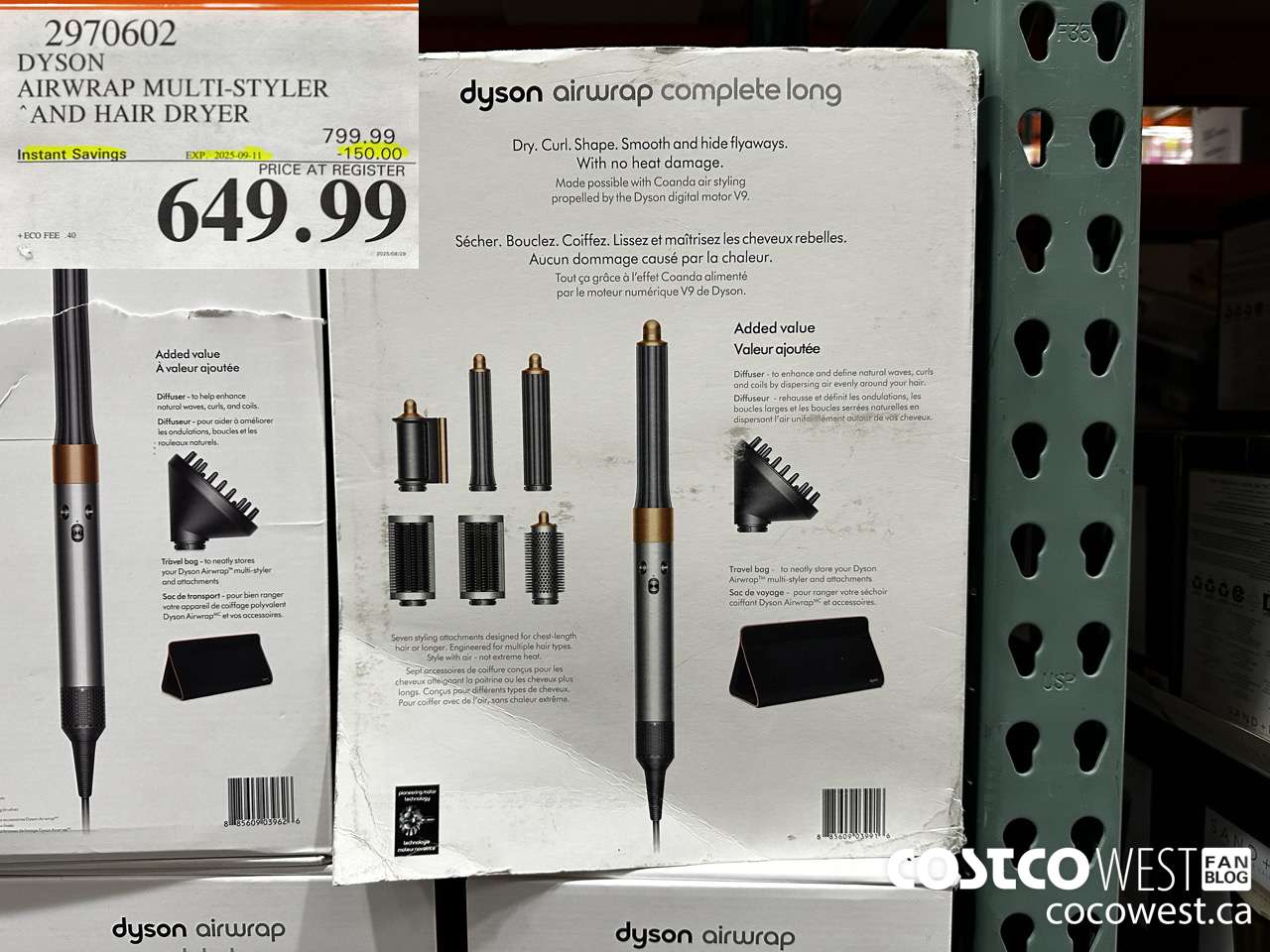 2970602 DYSON AIRWRAP HAIR DRYER WITH TRAVEL BAG & DIFFUSER ($150.00 INSTANT SAVINGS EXPIRES ON 2025-09-11) $649.99