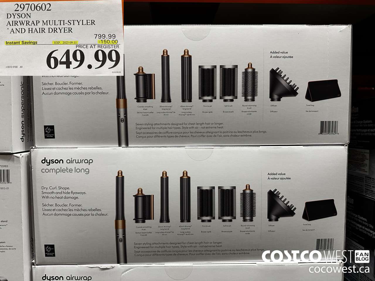 2970602 DYSON AIRWRAP HAIR DRYER WITH TRAVEL BAG & DIFFUSER ($150.00 INSTANT SAVINGS EXPIRES ON 2025-09-11) $649.99