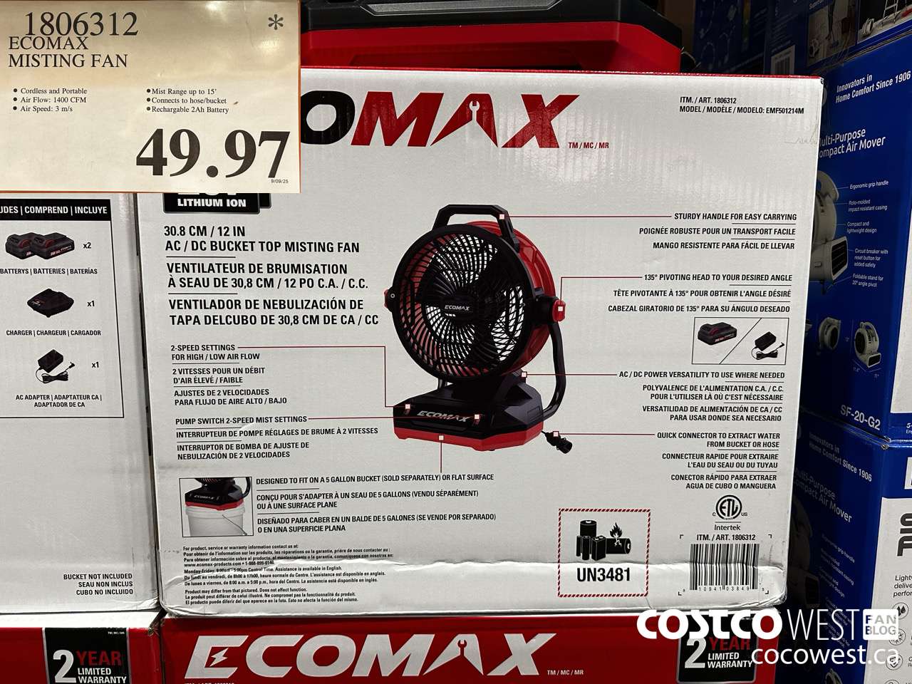 1806312 ECOMAX MISTING FAN $49.97
