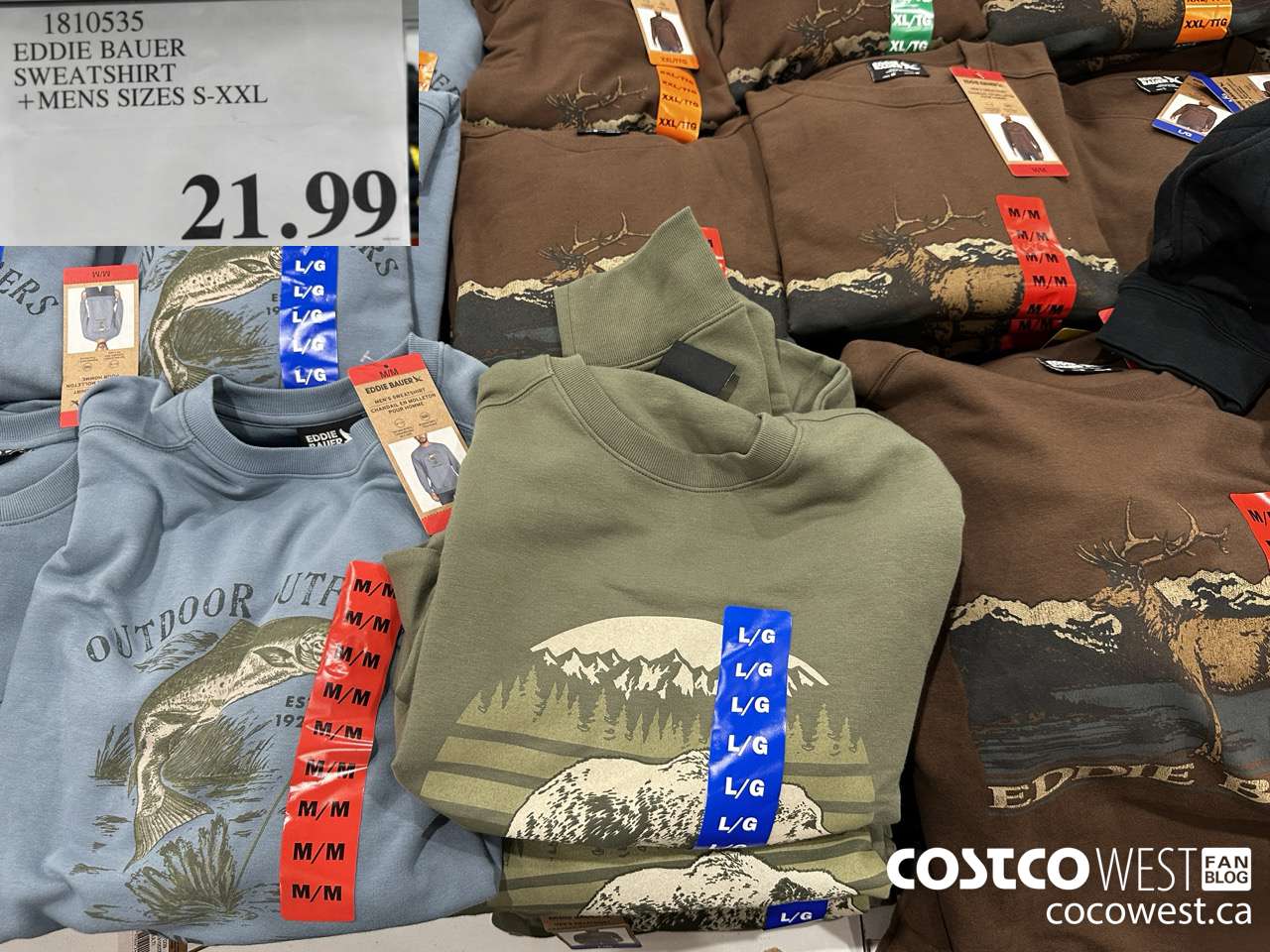 1810535 EDDIE BAUER SWEATSHIRT MENS SIZES S-XXL $21.99